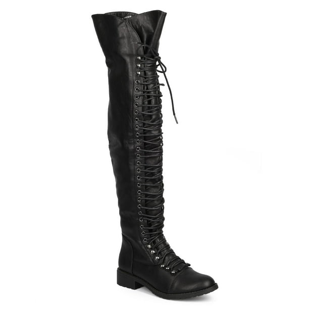 Mark & Maddux Brown Nu-Buck Corset Lace Over the Knee Pirate Boot Travis 6-10 